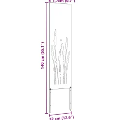 vidaXL Tuin Privacy Screen Fretwerk Roestig 32 x 140 cm weervast staal
