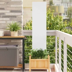 vidaXL Tuin Privacy Screen Fretwerk Wit 32 x 140 cm Koudgewalst staal