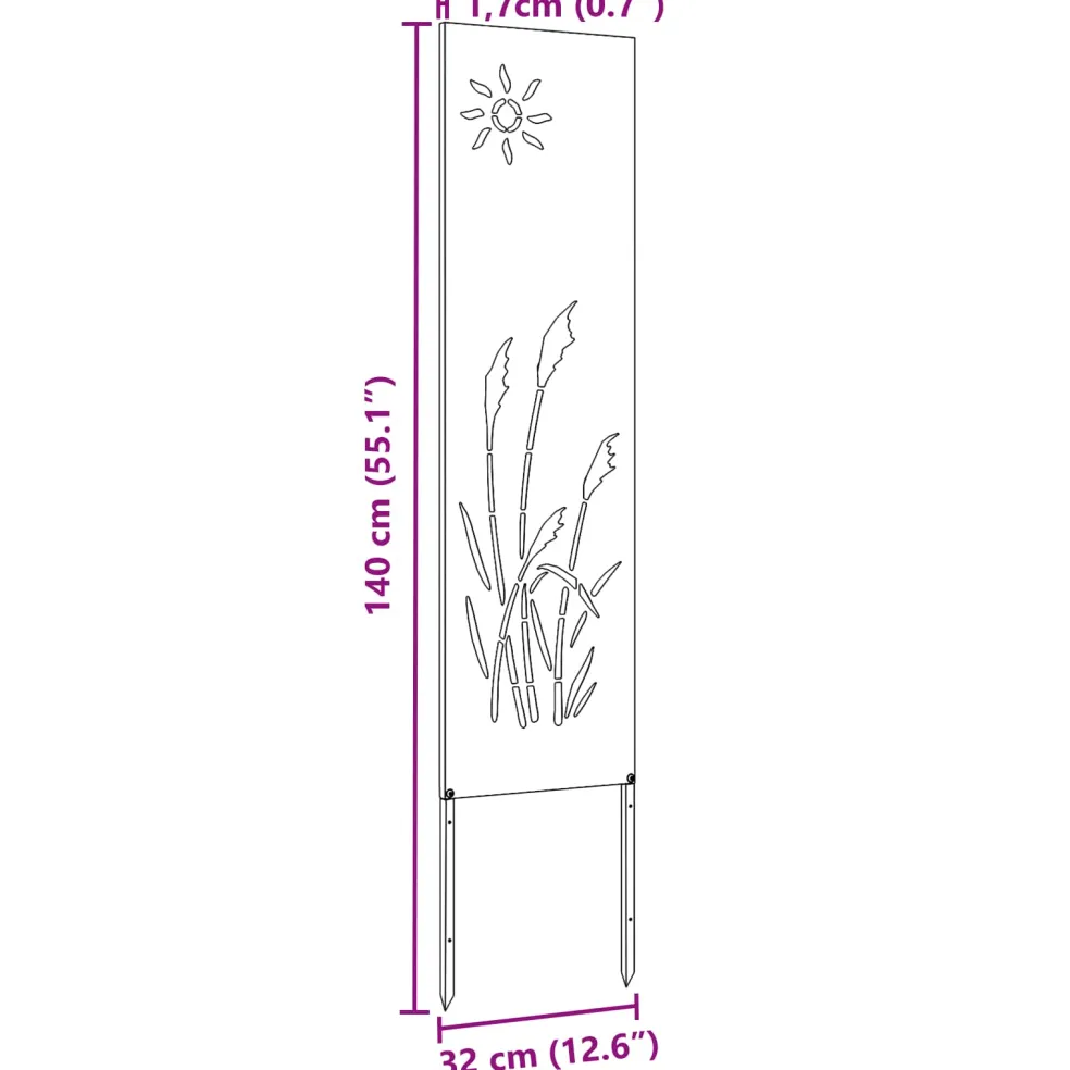 vidaXL Tuin Privacy Screen Fretwerk Roestig 32 x 140 cm weervast staal