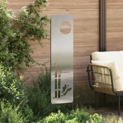 vidaXL Tuin Privacy Screen Fretwerk Zilver 32 x 140 cm Roestvrij staal