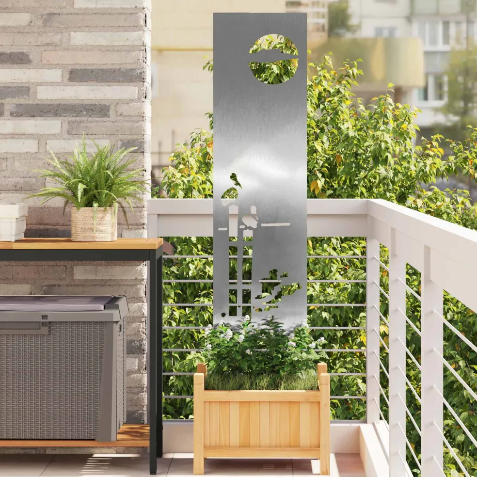 vidaXL Tuin Privacy Screen Fretwerk Zilver 32 x 140 cm Roestvrij staal