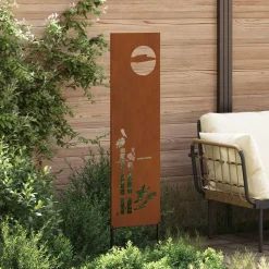 vidaXL Tuin Privacy Screen Fretwerk Roestig 32 x 140 cm weervast staal