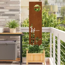 vidaXL Tuin Privacy Screen Fretwerk Roestig 32 x 140 cm weervast staal