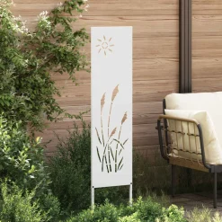 vidaXL Tuin Privacy Screen Fretwerk Wit 32 x 140 cm Koudgewalst staal
