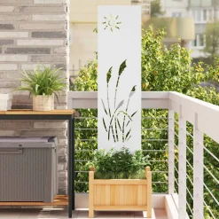 vidaXL Tuin Privacy Screen Fretwerk Wit 32 x 140 cm Koudgewalst staal