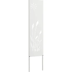 vidaXL Tuin Privacy Screen Fretwerk Wit 32 x 140 cm Koudgewalst staal