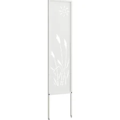 vidaXL Tuin Privacy Screen Fretwerk Wit 32 x 140 cm Koudgewalst staal