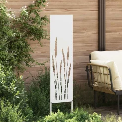 vidaXL Tuin Privacy Screen Fretwerk Wit 32 x 140 cm Koudgewalst staal