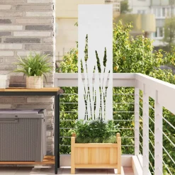 vidaXL Tuin Privacy Screen Fretwerk Wit 32 x 140 cm Koudgewalst staal