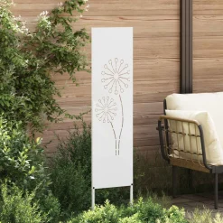 vidaXL Tuin Privacy Screen Fretwerk Wit 32 x 140 cm Koudgewalst staal