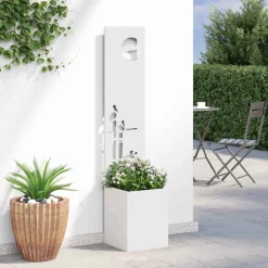 vidaXL Tuin Privacy Screen Wit 32 x 32 x 150 cm Koudgewalst staal