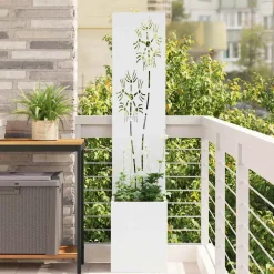 vidaXL Tuin Privacy Screen Wit 32 x 32 x 150 cm Koudgewalst staal