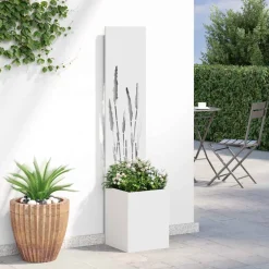 vidaXL Tuin Privacy Screen Wit 32 x 32 x 150 cm Koudgewalst staal