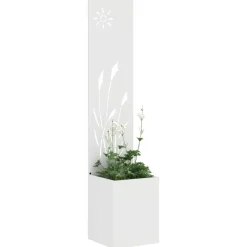 vidaXL Tuin Privacy Screen Wit 32 x 32 x 150 cm Koudgewalst staal