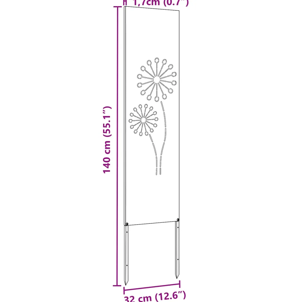 vidaXL Tuin Privacy Screen Zwart 32 x 140 cm Koudgewalst staal