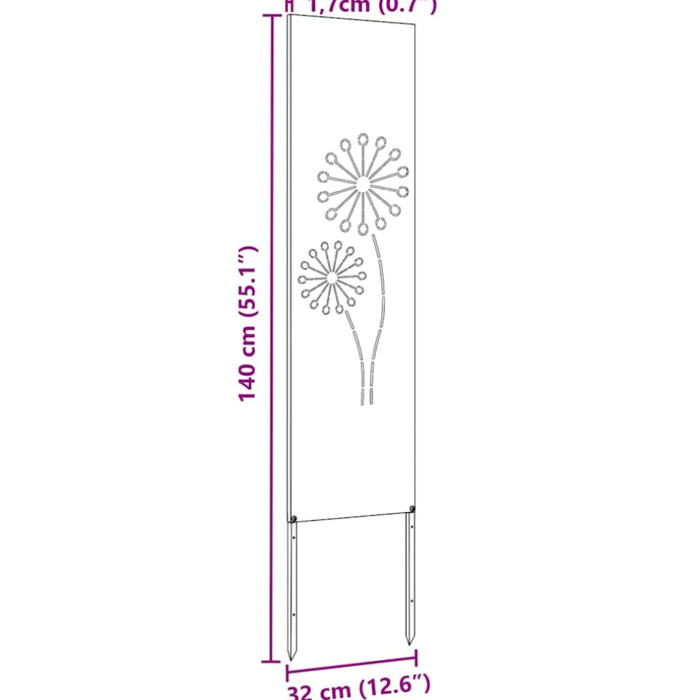 vidaXL Tuin Privacy Screen Zwart 32 x 140 cm Koudgewalst staal