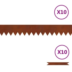 vidaXL Tuinrand 10 st 100 x 0,05 x 15 cm Roestig