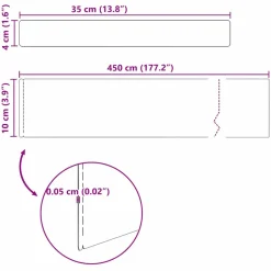 vidaXL Tuinrand 450 x 10 cm Roestvrij staal Zilver