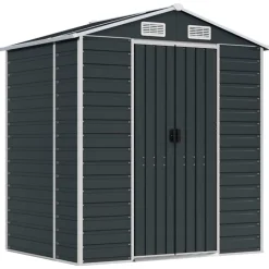 vidaXL Tuinschuur 191x130x198 cm gegalvaniseerd staal antracietkleurig