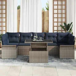 vidaXL Tuin Sofa Set 8 st Grijs poly rattan