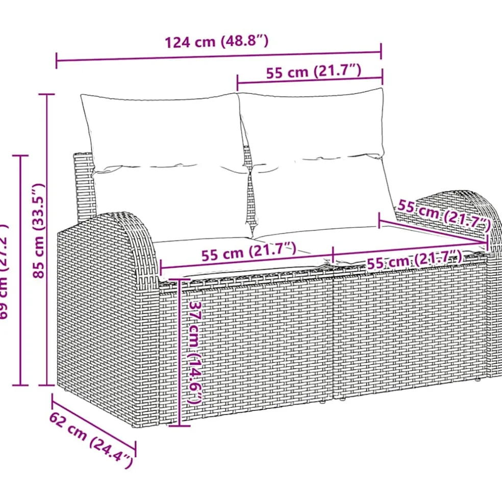 vidaXL Tuin Sofa Set 5 st Zwart poly rattan