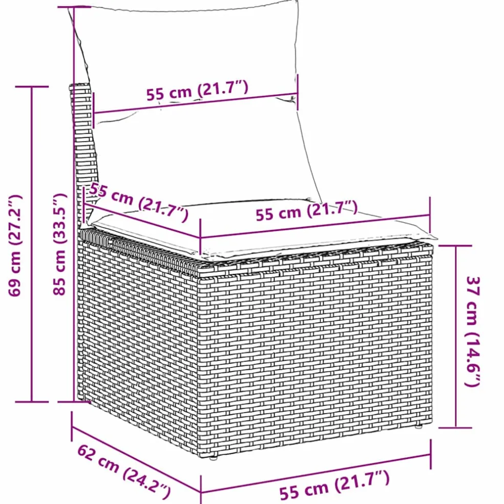 vidaXL Tuin Sofa Set 5 st Zwart poly rattan