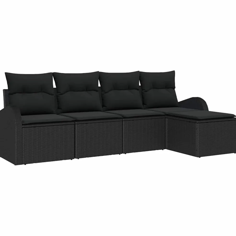 vidaXL Tuin Sofa Set 5 st Zwart poly rattan