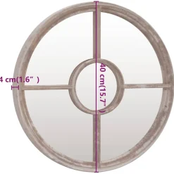 vidaXL Tuinspiegel rond 40x4 cm ijzer zandkleurig