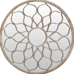 vidaXL Tuinspiegel rond 40x3 cm ijzer zandkleurig