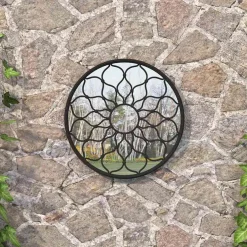 vidaXL Tuinspiegel rond 40x3 cm ijzer zwart