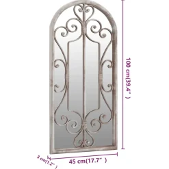 vidaXL Tuinspiegel 100x45 cm ijzer zandkleurig