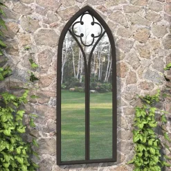 vidaXL Tuinspiegel 100x45 cm ijzer zwart