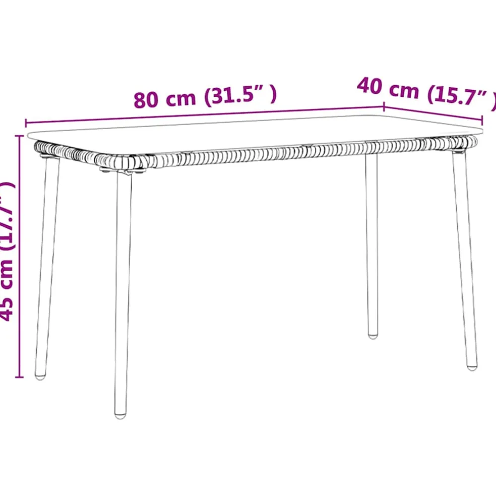 vidaXL Tuinstafel Naturel 80 x 40 x 45 cm poly rattan