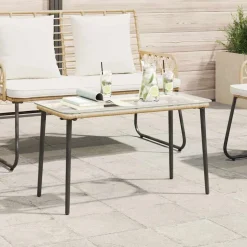 vidaXL Tuinstafel Naturel 80 x 40 x 45 cm poly rattan