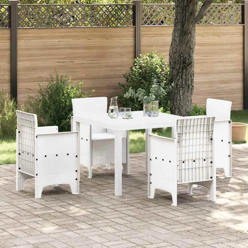 vidaXL Tuinstafel Wit 100 x 100 x 73 cm poly rattan