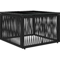 vidaXL Tuinstafel Zwart 55 x 55 x 37 cm PE Rattan en Glas