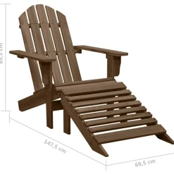 vidaXL Tuinstoel Adirondack voetenbank tafel massief vurenhout bruin