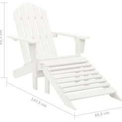vidaXL Tuinstoel Adirondack met voetenbank tafel massief vurenhout wit