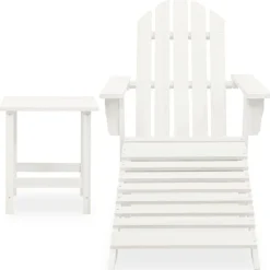 vidaXL Tuinstoel Adirondack met voetenbank tafel massief vurenhout wit