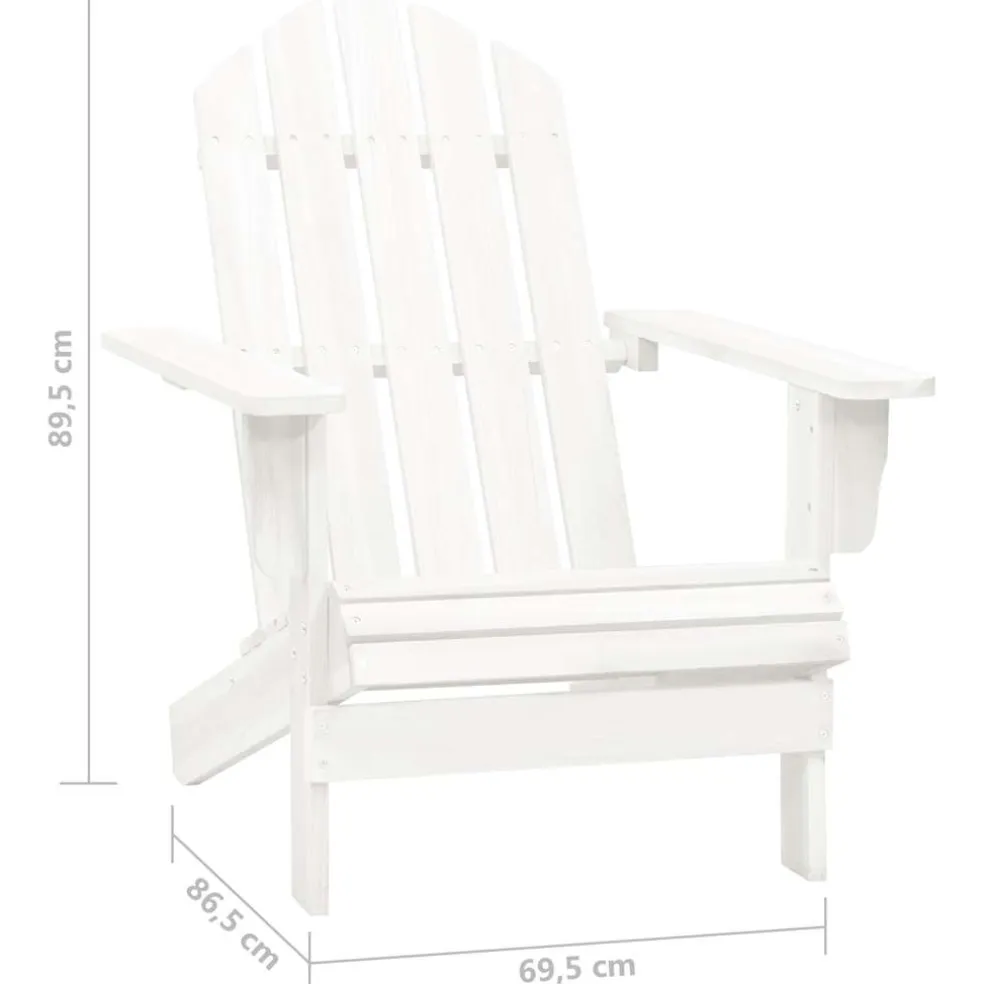 vidaXL Tuinstoel Adirondack met voetenbank tafel massief vurenhout wit