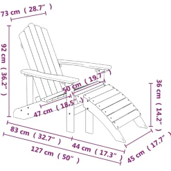 vidaXL Tuinstoelen Adirondack met voetenbank en tafel HDPE wit