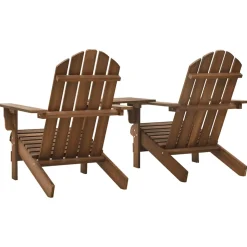 vidaXL Tuinstoelen Adirondack met tafeltje massief vurenhout bruin