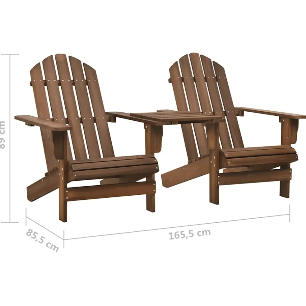 vidaXL Tuinstoelen Adirondack met tafeltje massief vurenhout bruin
