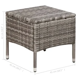 vidaXL Tuinstoel en kruk met kussens poly rattan grijs