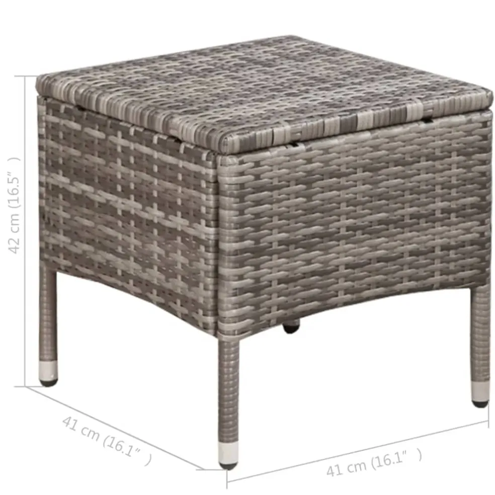 vidaXL Tuinstoel en kruk met kussens poly rattan grijs