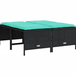 vidaXL Tuinstoelen met kussens 4 stuks zwart polyrotan