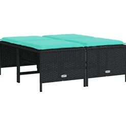 vidaXL Tuinstoelen met kussens 4 stuks zwart polyrotan