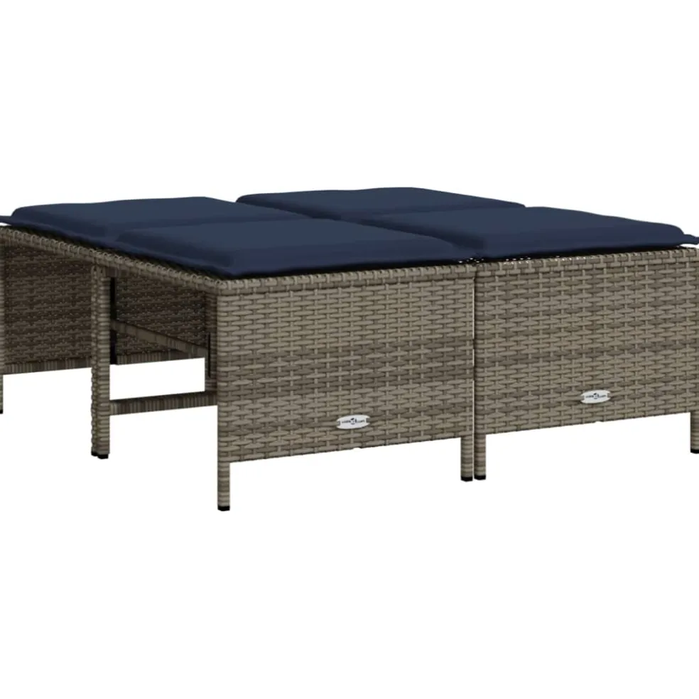 vidaXL Tuinstoelen met kussens 4 stuks grijs polyrotan