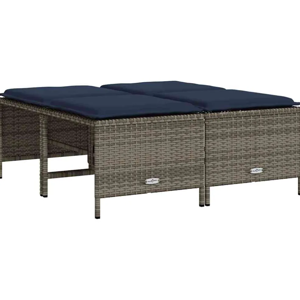 vidaXL Tuinstoelen met kussens 4 stuks grijs polyrotan