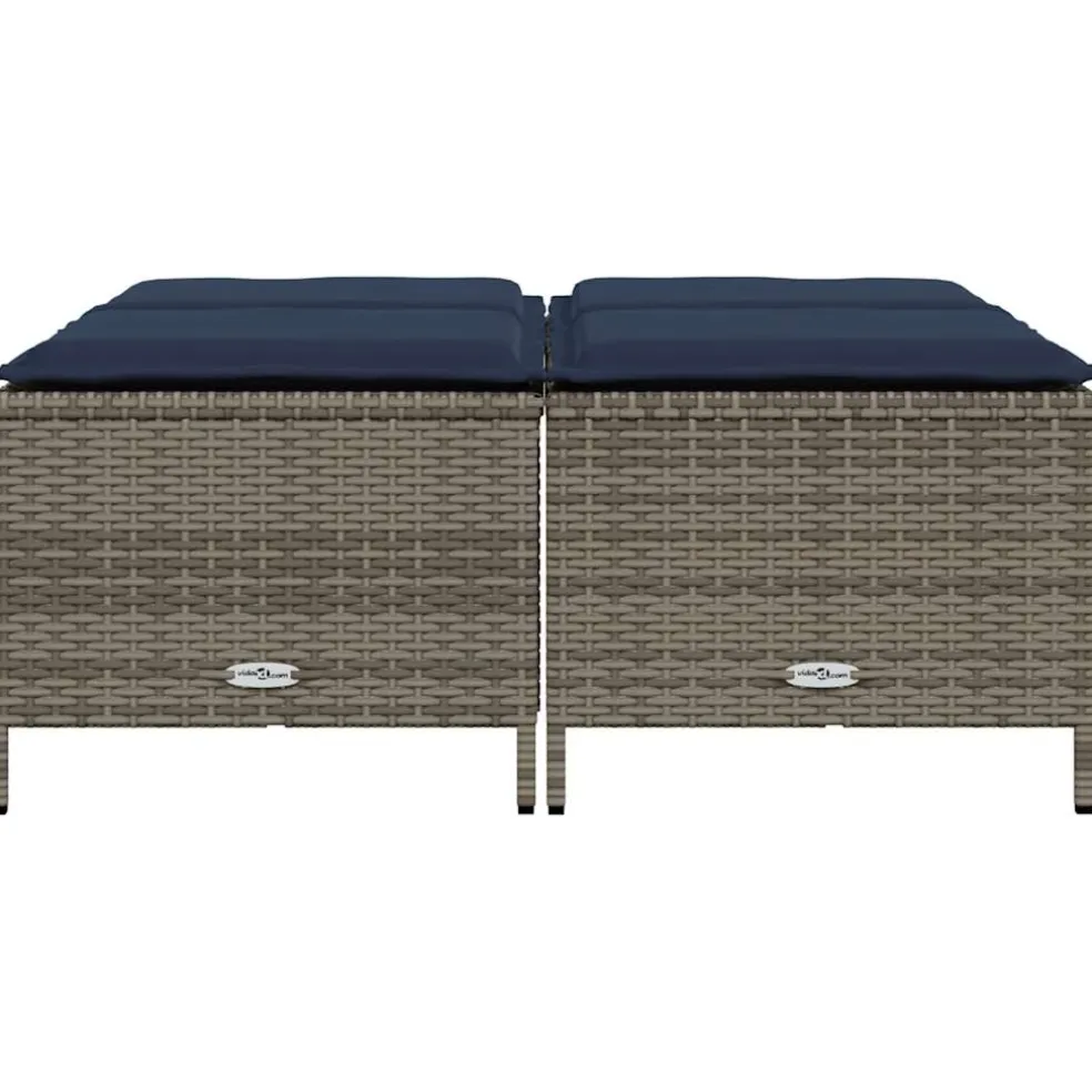 vidaXL Tuinstoelen met kussens 4 stuks grijs polyrotan